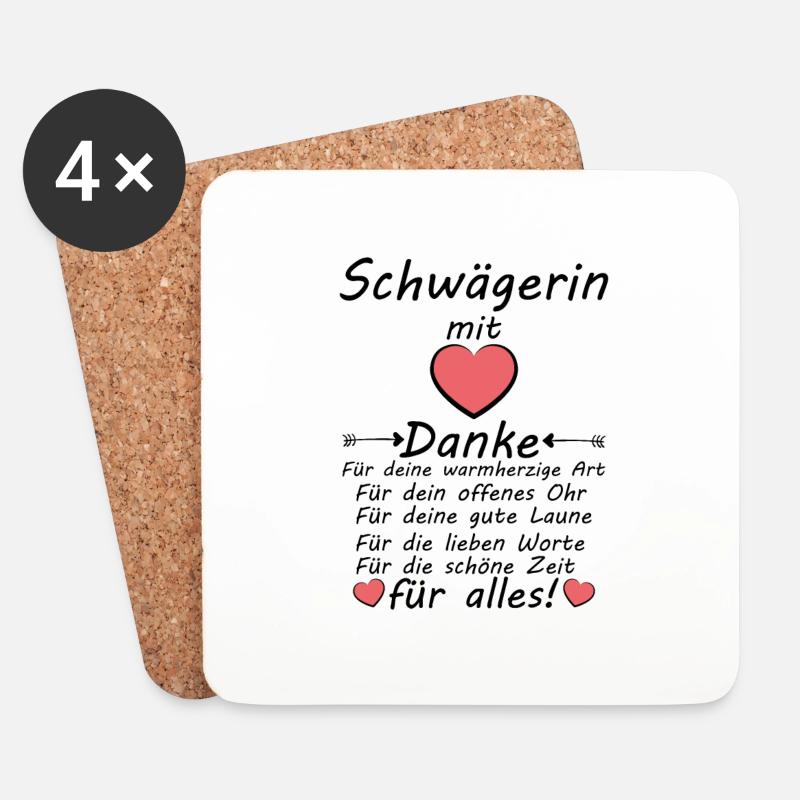 Lieblings Schwägerin Danke sagen Dankeschön - Untersetzer (4er-Set) - Weiß