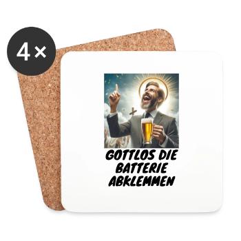 Malle godless disconnect the battery drinking beer 2 - Coasters (set of 4) - white - Front