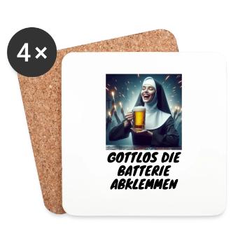 Malle Ungodly Disconnect the Battery Drinking Beer 1 - Coasters (set of 4) - white - Front