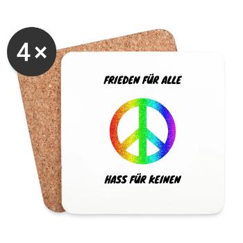 Demo Frieden für alle Hass für keinen 3 Anti AFD - Untersetzer (4er-Set) - Weiß - Vorne