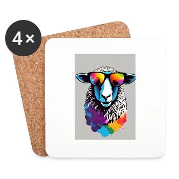 Sheep with sunglasses - Coasters (set of 4) - white - Front