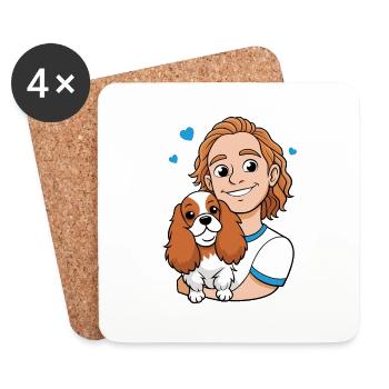 Cavalier King Charles Spaniel Kuscheln mit Mensch - Untersetzer (4er-Set) - Weiß - Vorne