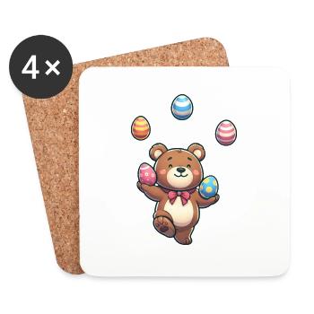 Ostern Bär Jongliert mit Ostereiern Süßes Cartoon - Untersetzer (4er-Set) - Weiß - Vorne