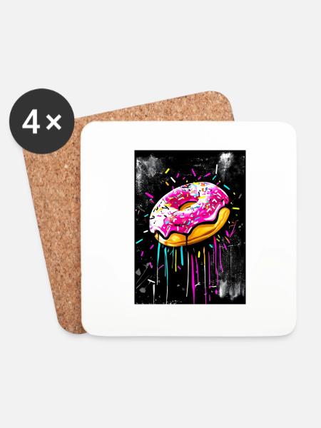 Donut Graffiti style - Coasters (set of 4) - white