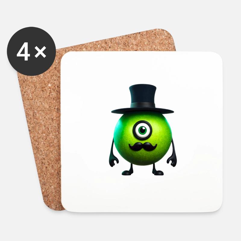 grünes Geschöpf Mr. Green - Untersetzer (4er-Set) - Weiß