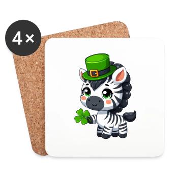 Chemise de bande dessinée zèbre de la Saint-Patrick - Dessous de verre (lot de 4) - blanc - Devant