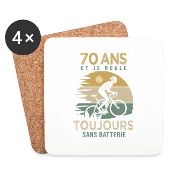 70 ans cadeau vélo 70 anniversaire velo - Dessous de verre (lot de 4) - blanc - Devant