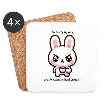 Écarte-toi de mon chemin lapin - Dessous de verre (lot de 4) - blanc - Devant