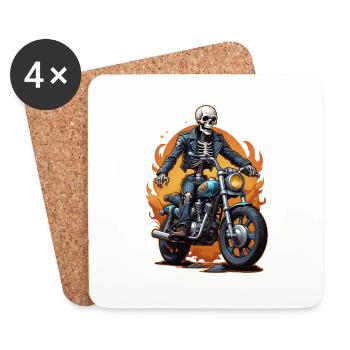Skelett mit Bike - Untersetzer (4er-Set) - Weiß - Vorne