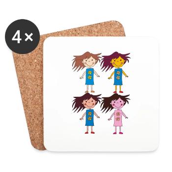Quatre Filles Drôle - Dessous de verre (lot de 4) - blanc - Devant