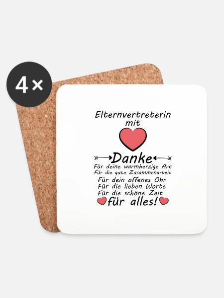 Elternvertreterin Elternvertretung Danke sagen - Untersetzer (4er-Set) - Weiß