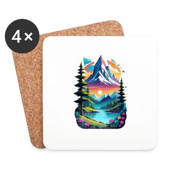 Mountain Nature Hiking Climbing Lake - Coasters (set of 4) - white - Front