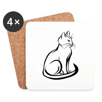 Chat, Motif De Chat, Visage De Chat - Dessous de verre (lot de 4) - blanc - Devant
