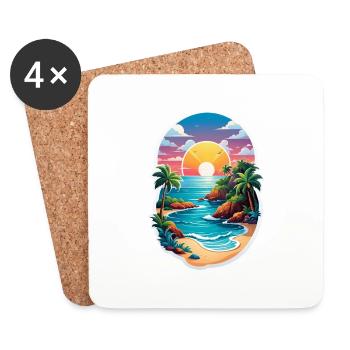 Beach Holidays Sun Sea - Coasters (set of 4) - white - Front