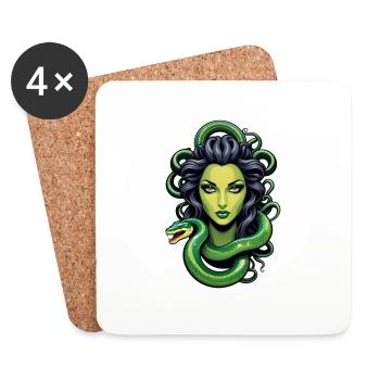 Medusa Griechische Mythologie Monster - Untersetzer (4er-Set) - Weiß - Vorne