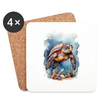Meers Schildkröte unter Wasser - Untersetzer (4er-Set) - Weiß - Vorne