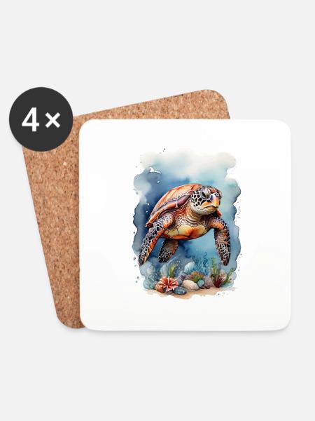 Meers Schildkröte unter Wasser - Untersetzer (4er-Set) - Weiß