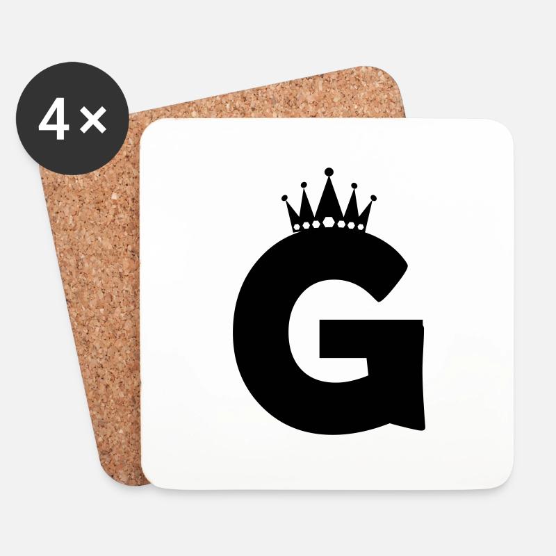 buchstabe G Krone - Untersetzer (4er-Set) - Weiß
