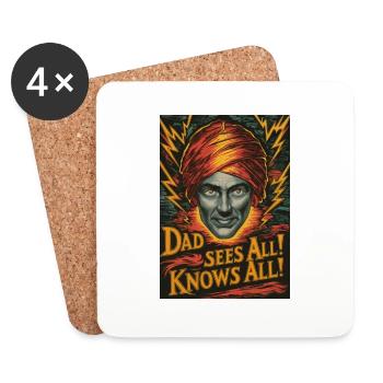 Dad Sees All (original artwork) Modern Day Fortune - Coasters (set of 4) - white - Front