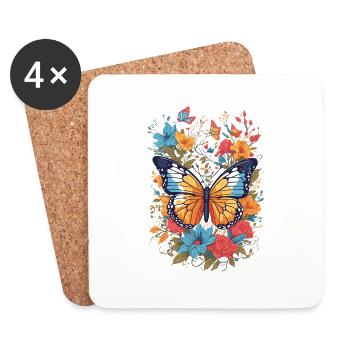 Schmetterling Insekt Schmetterling Natur Sommer bunte Kunst - Untersetzer (4er-Set) - Weiß - Vorne
