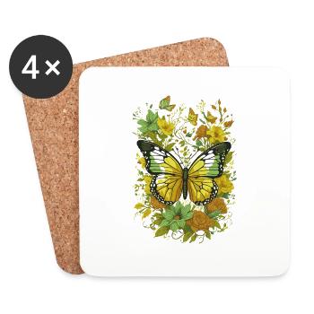 Schmetterling Insekt Schmetterling Natur Sommer bunte Kunst - Untersetzer (4er-Set) - Weiß - Vorne