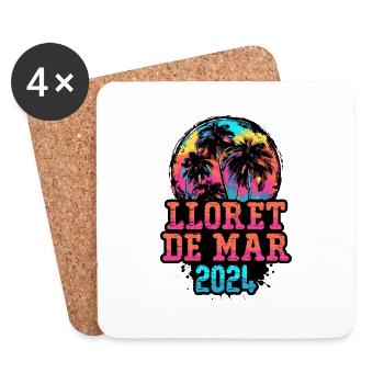 Lloret De Mar 2024 Team Palmen Bunt - Untersetzer (4er-Set) - Weiß - Vorne