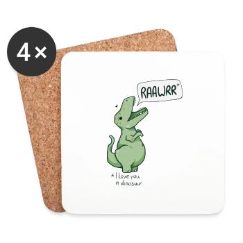 Cute Dino Saying "Rawr means I love you" - Coasters (set of 4) - white - Front