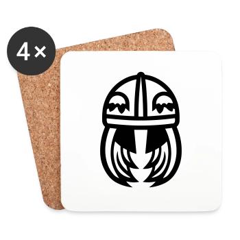 Wikingerhelm Krieger - Untersetzer (4er-Set) - Weiß - Vorne