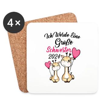 Große Schwester 2024 - Untersetzer (4er-Set) - Weiß - Vorne