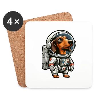 Dachshund in Space Astronaut Adventure - Coasters (set of 4) - white - Front