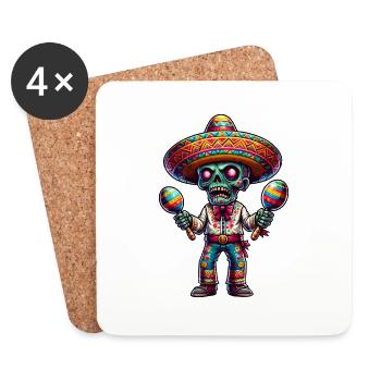 Cinco de Mayo Horreur zombie au Mexique - Dessous de verre (lot de 4) - blanc - Devant