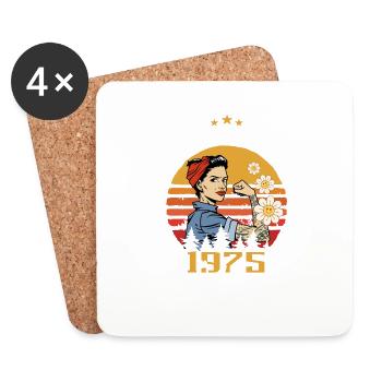 Légendaire depuis mai 1975 - mai 1975 Anniversaire 1975 - Dessous de verre (lot de 4) - blanc - Devant