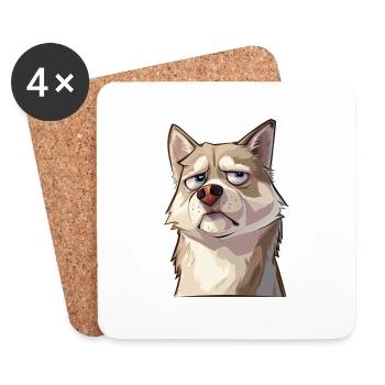 Grumpy the Husky - Coasters (set of 4) - white - Front