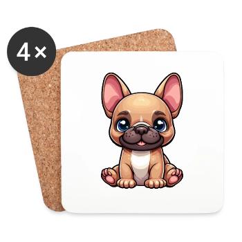 Designs For Kids – Happy Frenchies - Coasters (set of 4) - white - Front