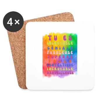 tu es parfaite et géniale - Dessous de verre (lot de 4) - blanc - Devant