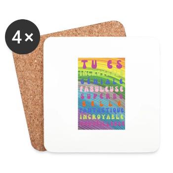 tu es incroyable et belle - Dessous de verre (lot de 4) - blanc - Devant