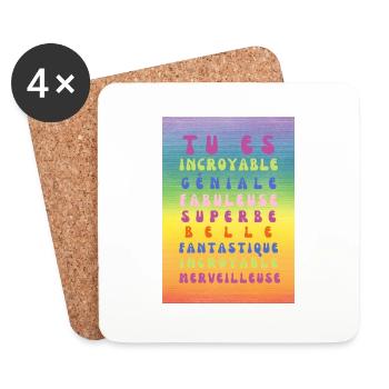 tu es incroyable, géniale, superbe - Dessous de verre (lot de 4) - blanc - Devant