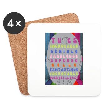 tu es geniale belle... - Dessous de verre (lot de 4) - blanc - Devant