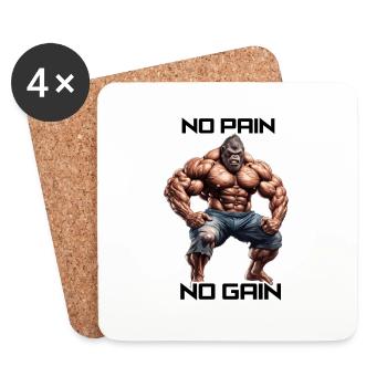 Bodybuilder / Sports / Fitness / Singe / Muscles - Dessous de verre (lot de 4) - blanc - Devant