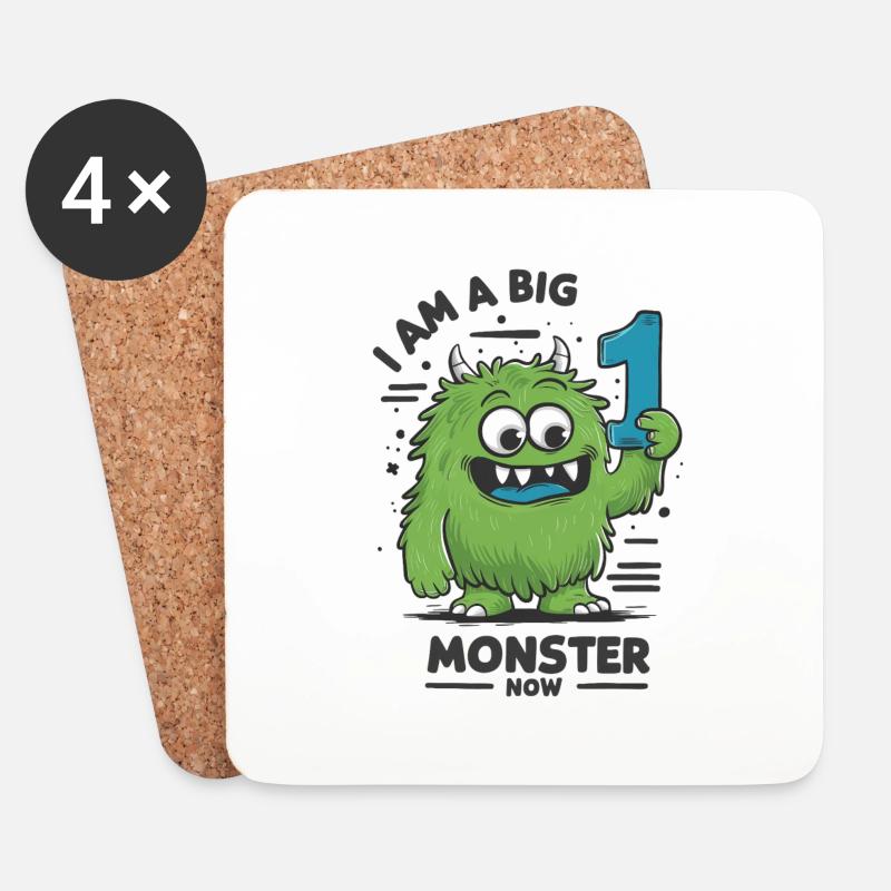 Lustiger Monster zum 1. Geburtstag lustiger Spruch - Untersetzer (4er-Set) - Weiß