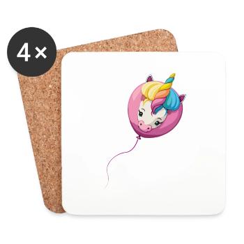 Einhorn Ballon - Untersetzer (4er-Set) - Weiß - Vorne