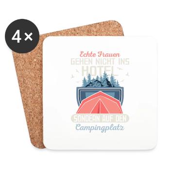 Real women don't go to a hotel camping holiday - Coasters (set of 4) - white - Front