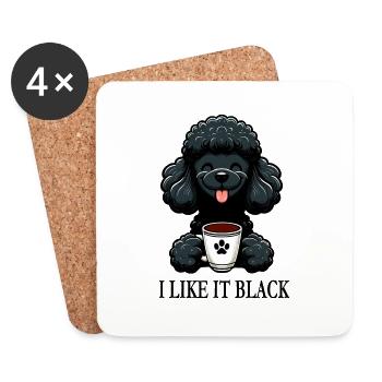 Pudel liebt schwarzen Kaffee "I like it black" - Untersetzer (4er-Set) - Weiß - Vorne