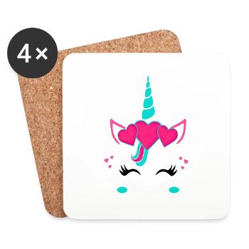 Unicorn cute Rainbow funny unicorns magic fantasy - Coasters (set of 4) - white - Front