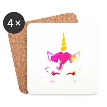Unicorn cute Rainbow funny unicorns magic fantasy - Coasters (set of 4) - white - Front