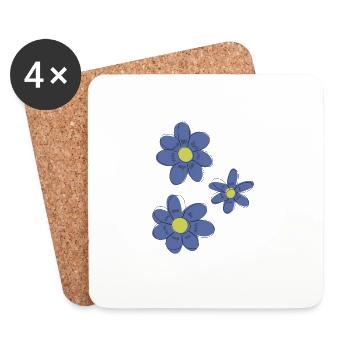 Blue flowers - Coasters (set of 4) - white - Front