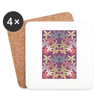 Motif de fleurs harmonieuses - Dessous de verre (lot de 4) - blanc - Devant