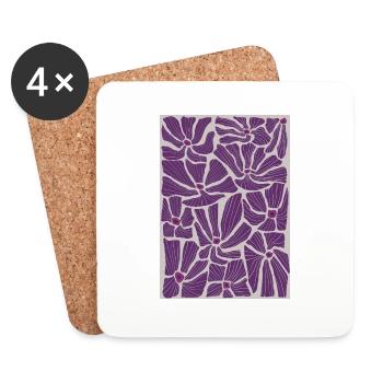 Motif de fleurs - Dessous de verre (lot de 4) - blanc - Devant