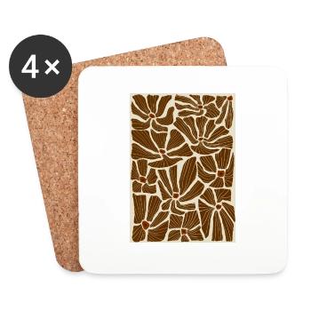Motif de fleurs - Dessous de verre (lot de 4) - blanc - Devant