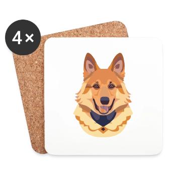 Schäferhund Kopf Welpe Hund - Untersetzer (4er-Set) - Weiß - Vorne